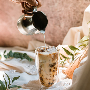 Picture of iced coffee with milk